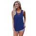 Navy Blue Crisscross V Neckline Women Tank Top