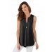 Black V Cut Buttoned Tank Top