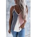 Multicolor Block Ribbed V Neck Tank Top
