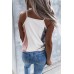 Multicolor Block Ribbed V Neck Tank Top