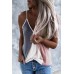 Multicolor Block Ribbed V Neck Tank Top