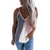 Multicolor Block Ribbed V Neck Tank Top
