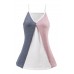 Multicolor Block Ribbed V Neck Tank Top