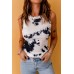 White Graffiti Print Crew Neck Ribbed Tank Top