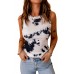 White Graffiti Print Crew Neck Ribbed Tank Top