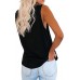 Black Solid Color Crewneck Sleeveless Top