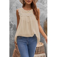 Apricot Crochet Polka Dot Tank