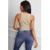 Beige Fashion Bodycon Tight Ribbed Tank Top