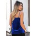 Blue Eyelash V Neck Velvet Tank Top