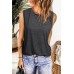 Gray Solid Color Crew Neck Loose Tank Top