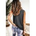 Gray Solid Color Crew Neck Loose Tank Top