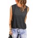 Gray Solid Color Crew Neck Loose Tank Top