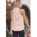 Apricot High Neck Tie Tank Top