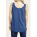 Blue Plain Denim Bust Pocket Tank Top
