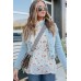 White Halter Neck Tie Waist Floral Tank