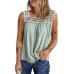 Green Contrast Lace Ruched Cut-out Sleeveless Top