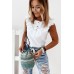 White Buttons Ruffled Tank Top