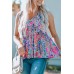 Boho Pattern Print Flounce V Neck Tank Top
