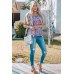 Boho Pattern Print Flounce V Neck Tank Top