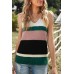 Green Color Block Knitted Sweater Vest