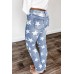 Ripped Star Print Mid Waist Jeans