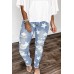 Ripped Star Print Mid Waist Jeans