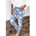 Ripped Star Print Mid Waist Jeans