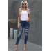 Patches Of Leopard Denim Distressed Jeans
