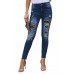 Patches Of Leopard Denim Distressed Jeans