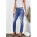 Mid Rise Distressed Girlfriend Jeans