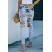 Sky Blue Wash Ripped Slim-fit Jeans
