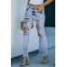 Sky Blue Wash Ripped Slim-fit Jeans