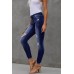 Blue High Rise Button Front Frayed Ankle Skinny Jeans