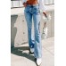 Vintage Washed Flare Jeans with Pockets