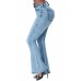 Vintage Washed Flare Jeans with Pockets