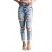 High Rise Distressed Slim-fit Wash Jeans