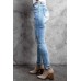 Sky Blue High Waist Distressed Skinny Jeans