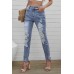 Sky Blue High Waist Distressed Skinny Jeans