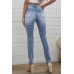 Sky Blue High Waist Distressed Skinny Jeans