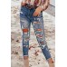Blue Distressed Slim-fit High Rise Jeans