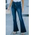 High Waist Bell Bottom Jeans with Attached Belt