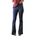 Blue Stitching Flare Jeans with Pockets