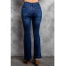 Blue Daisy Print High Waist Flare Jeans