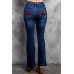 Plaid Love Pattern High Waist Flare Jeans