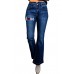 Plaid Love Pattern High Waist Flare Jeans