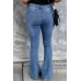Plaid Hearts Print Ripped Button Front Flare Jeans