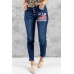 LET'S GO BRANDON Buttons Front Frayed Jeans