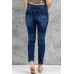 LET'S GO BRANDON Buttons Front Frayed Jeans