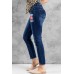 LET'S GO BRANDON Buttons Front Frayed Jeans