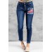 LET'S GO BRANDON Buttons Front Frayed Jeans